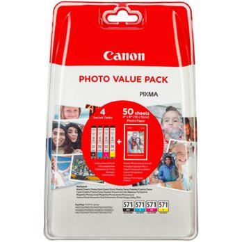 Foto: Canon CLI-571 Photo Value Pack C/M/Y/BK PP-201 10x15 cm 50 Bl.
